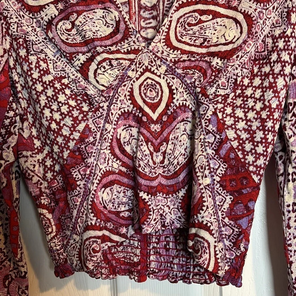 Free People Wild and Free women’s pink paisley cropped blouse size medium - Picture 3 of 9
